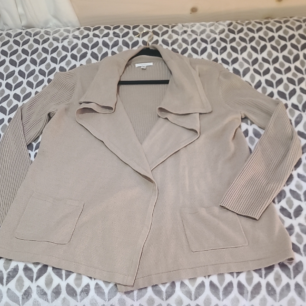 Croft & Barrow Women's Beige Open Front Blazer
